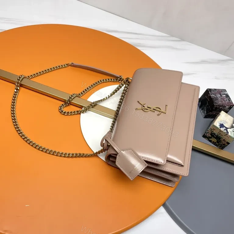 View 3 of Chic Leather Crossbody with Gold Logo â€“ Luxe Everyday Bag