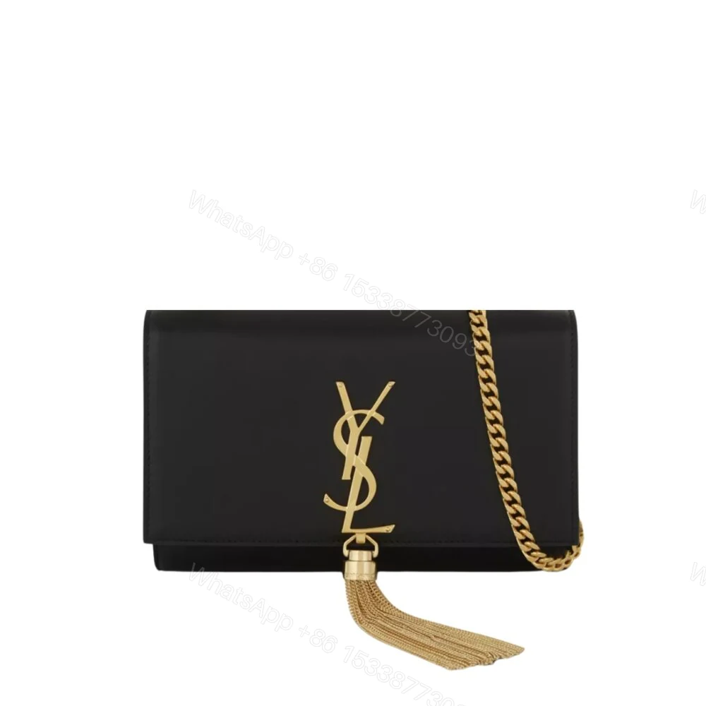 Saint Laurent Kate Medium Chain Bag With Tassel In Grain De Poudre Black 24Cm 354119BOW0J1000 — view 1