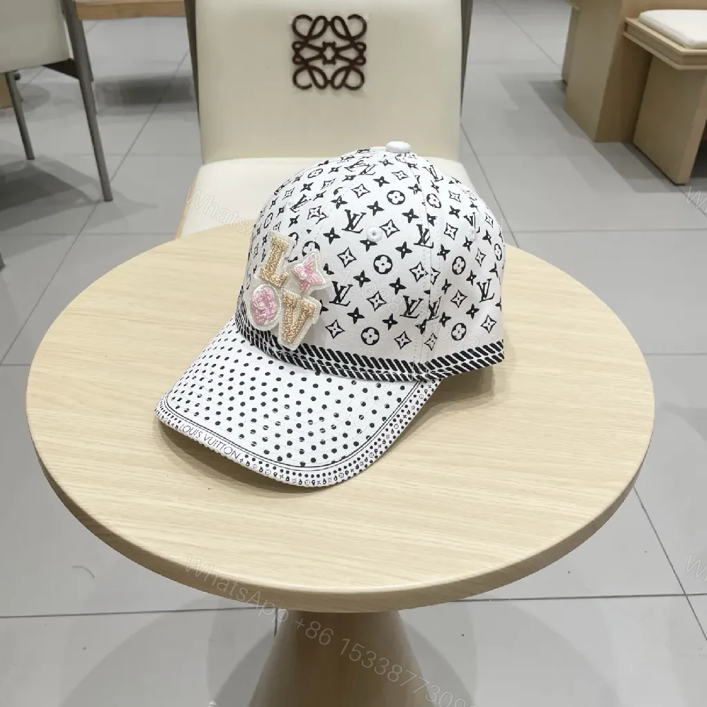 View 10 of White Denim Cap with Embroidered Emblems, Minimalist Luxe, Cap