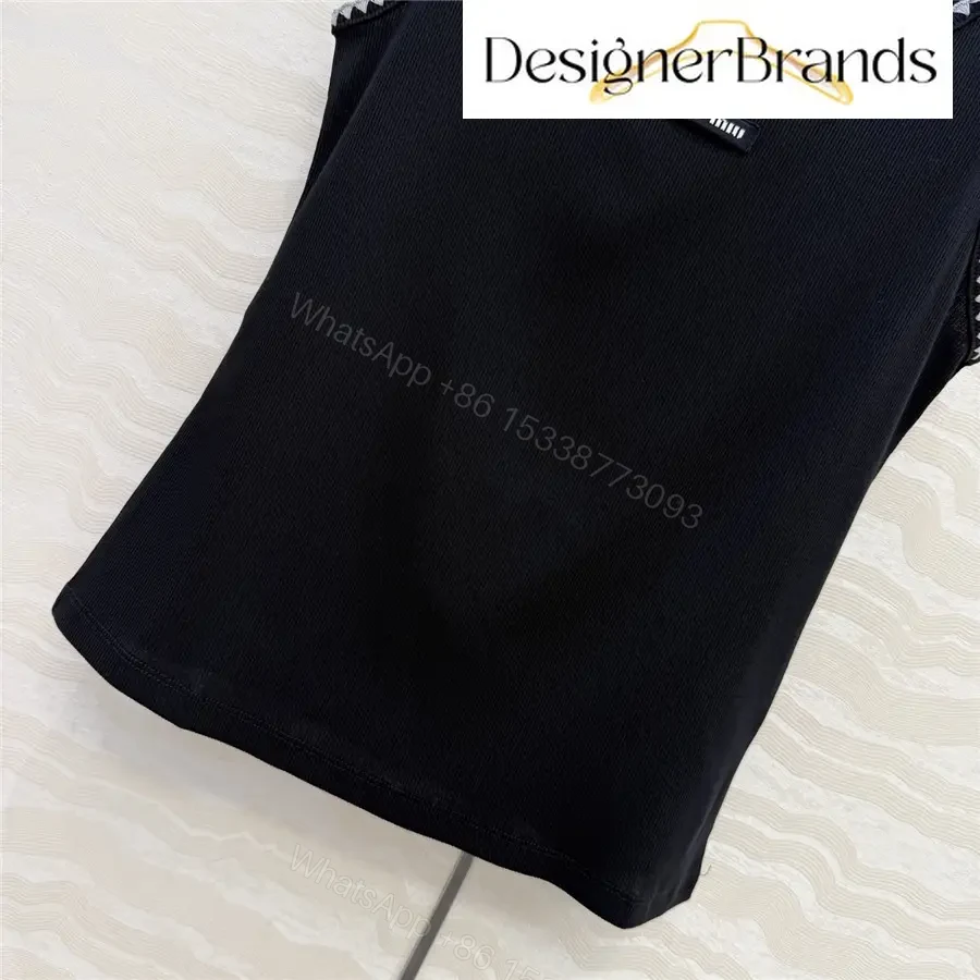 View 6 of Miu Miu Black Ribbed Sleeveless Tank Top