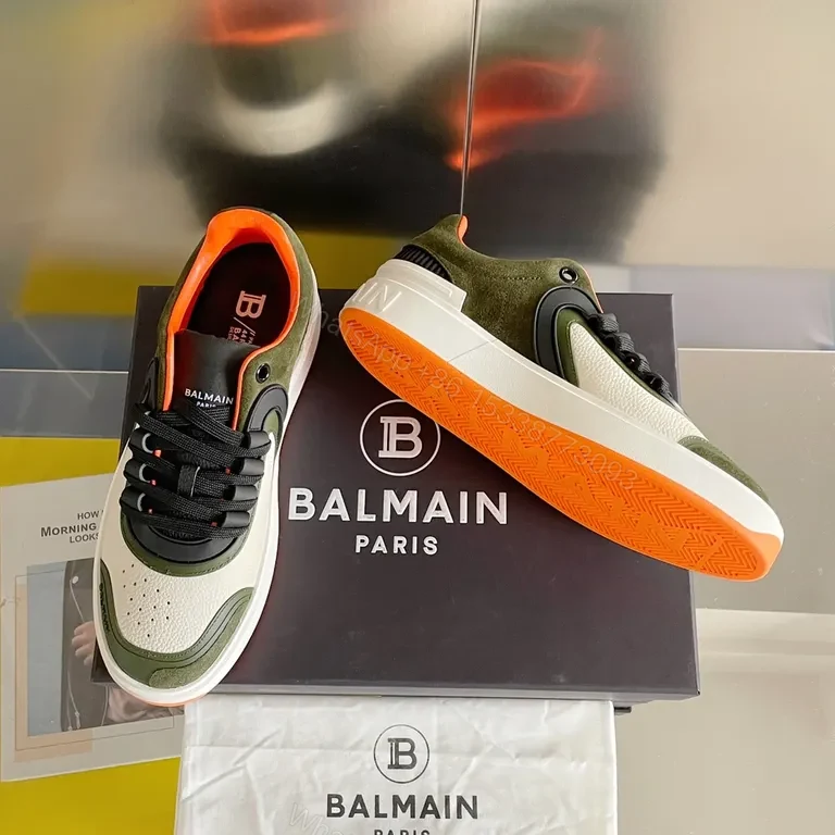 View 4 of Earth-Tone Balmain Sneakers: Multi-Texture, All-Day Comfort
