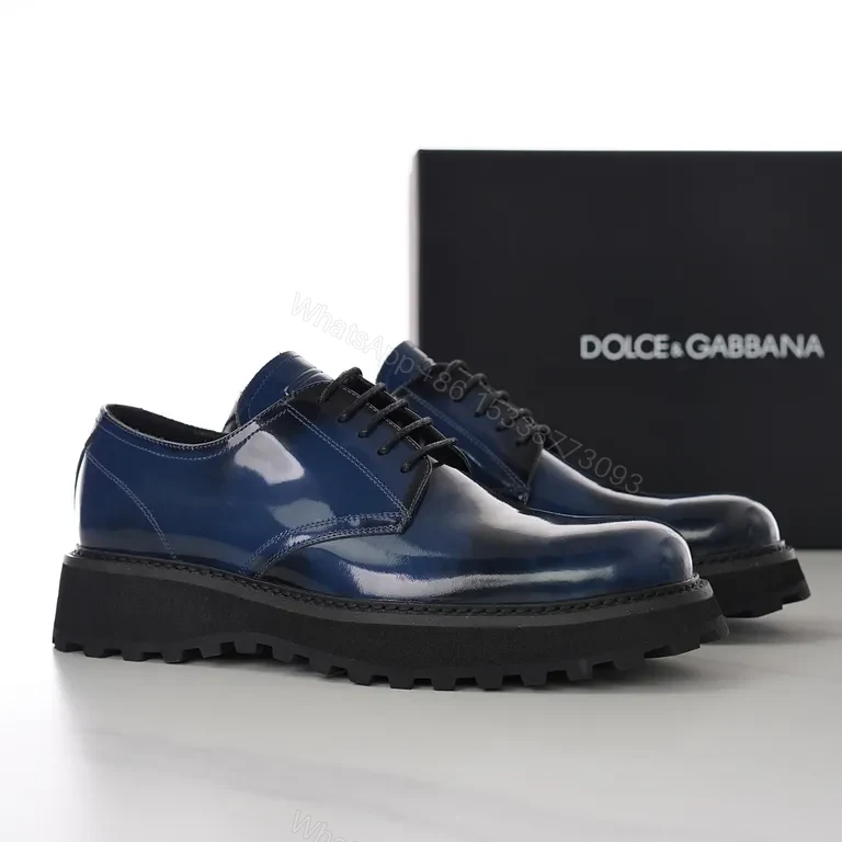 View 9 of Navy Patent Oxford with Rugged Platform Sole: Luxury Edition Dress Shoe
