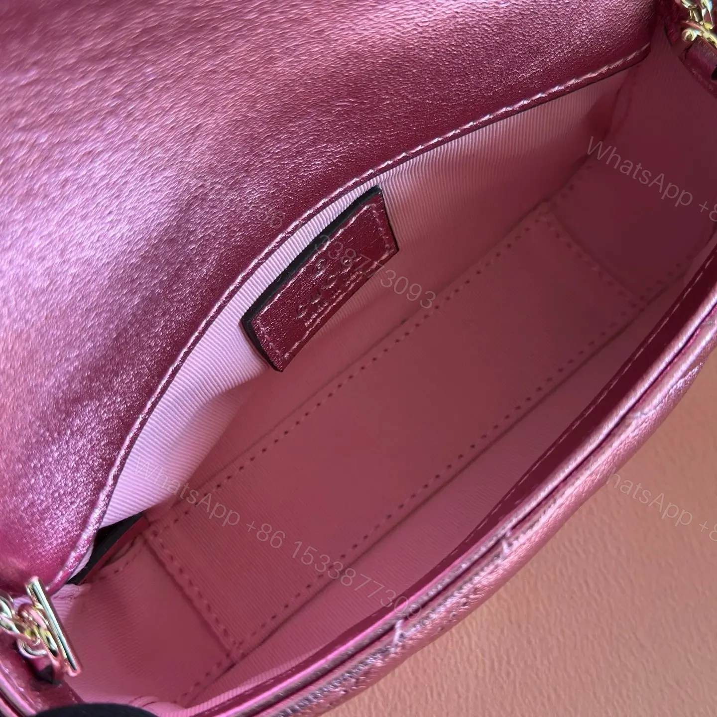 View 6 of GUCCI GG MARMONT BAG 16 IN METALLIC PINK LAMBSKIN