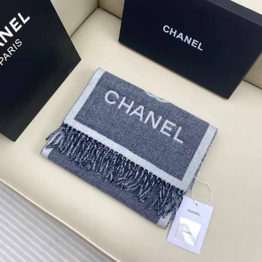 View 6 of Navy Knit Scarf: Luxurious Unisex Wrap with Fringed Detail