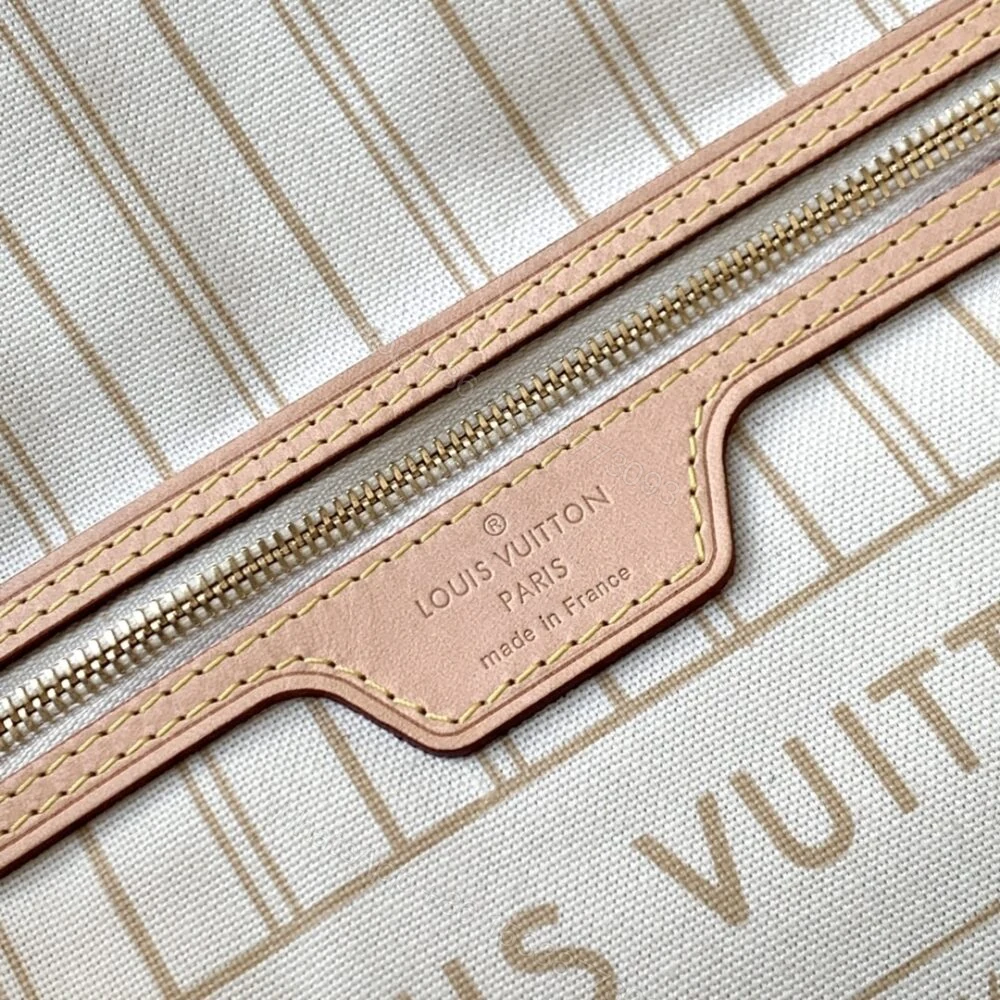 View 6 of Louis Vuitton Neverfull MM Damier Azur Canvas Beige 29Cm N40604