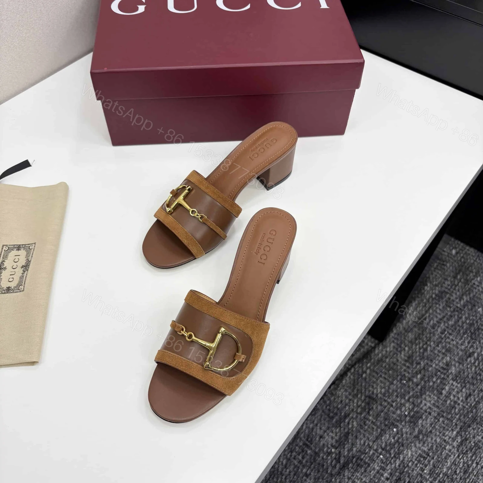 View 6 of GUCCI WOMEN’S SLIDE SANDAL WITH HORSEBIT LIGHT BROWN ‎834421 AAEXM 2718