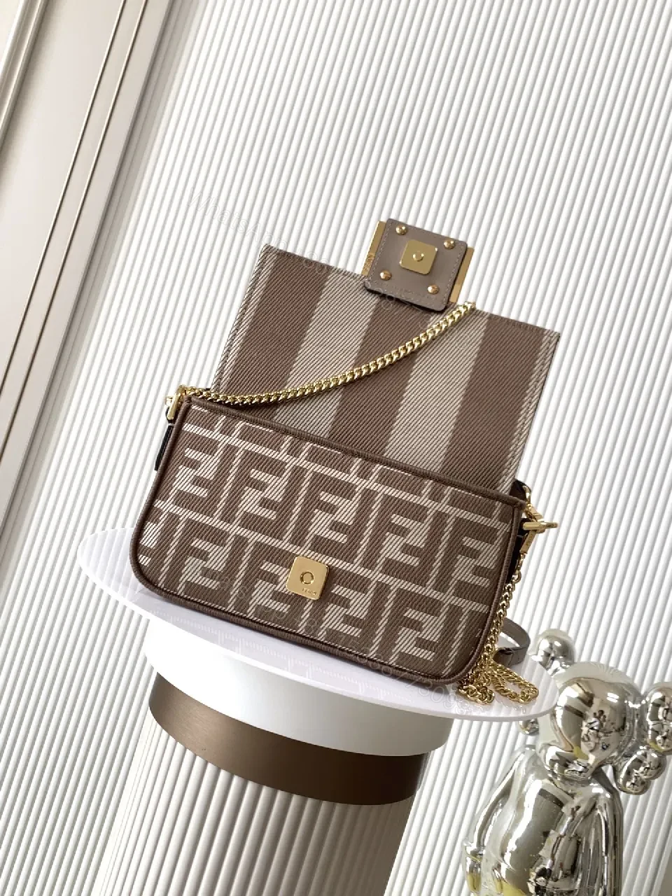 View 4 of Gold-Accented Monogram Crossbody Bag