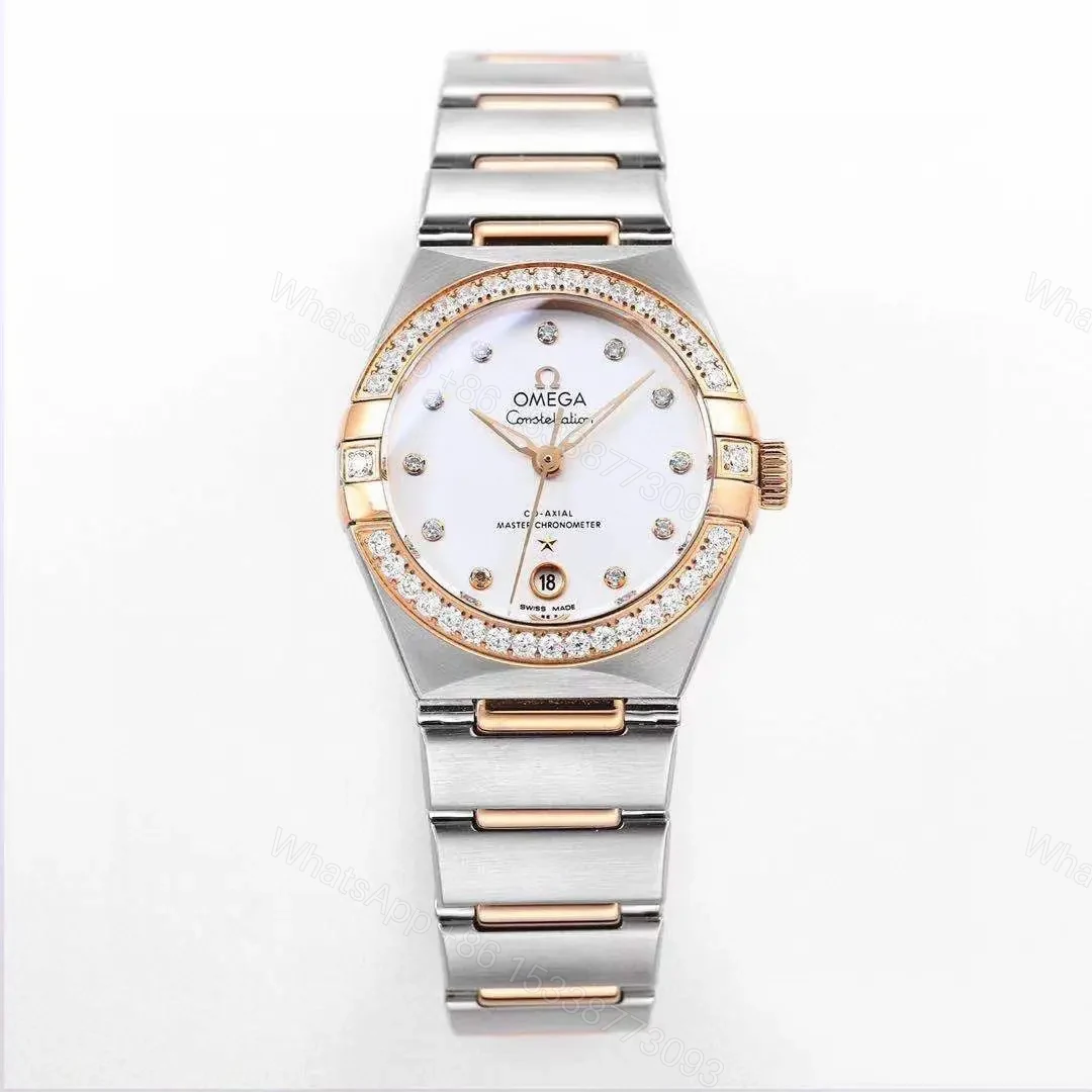View 2 of Omega Constellation 29mm Women’s Watch V6 Version Two-Tone Stainless Steel and Rose Gold Diamond Set Bezel White Dial