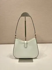 View 3 of PRADA CLEO SHOULDER BAG 22 IN WHITE BRUSHED LAMBSKIN WITH CLASP CLOSURE