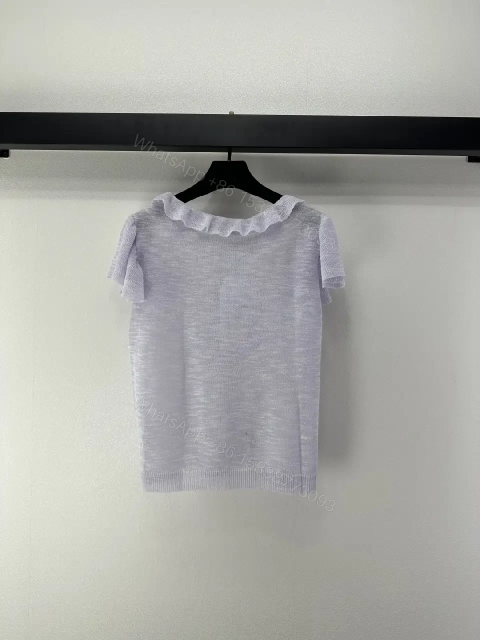 View 5 of Soft Rayon-Cotton Knit Top with Flounce Sleeve Details