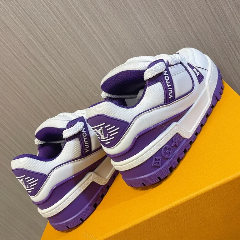 View 2 of Boldly Refined LV-Inspired Sneaker: White & Violet, All-Day Comfort
