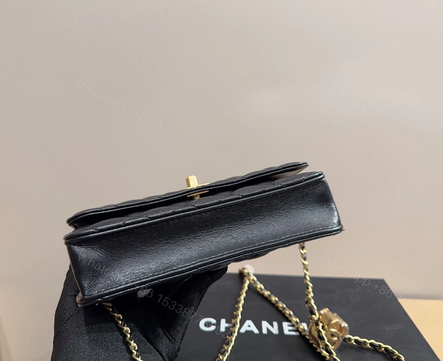 CHANEL DIAMOND BALL LAMBSKIN BLACK — view 2