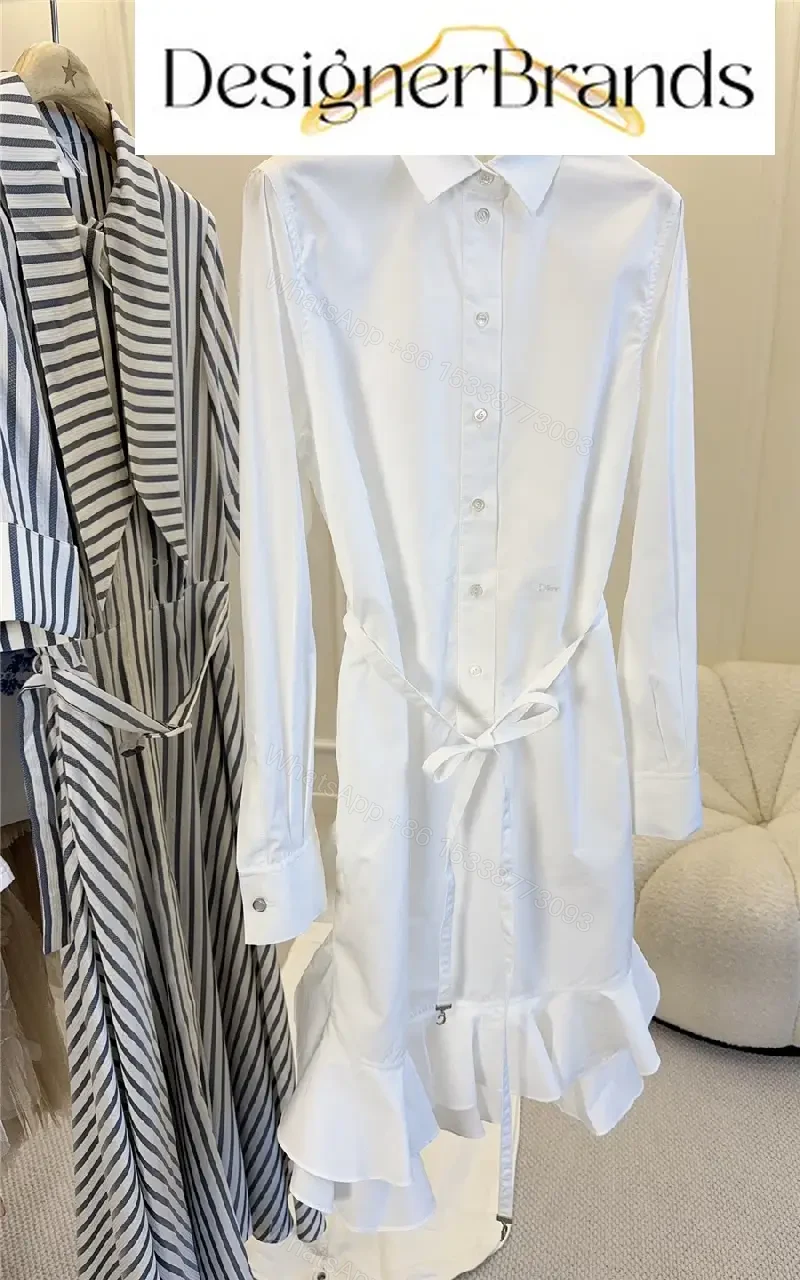 View 2 of Dior White Pure Cotton Poplin Ruffled Dress
