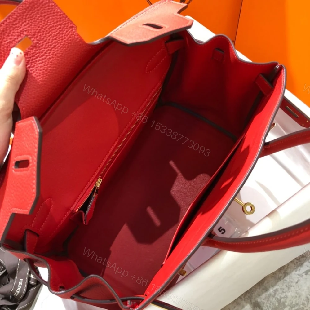 View 5 of Hermes Birkin 25 Bag Togo Rouge Vermillon 25Cm