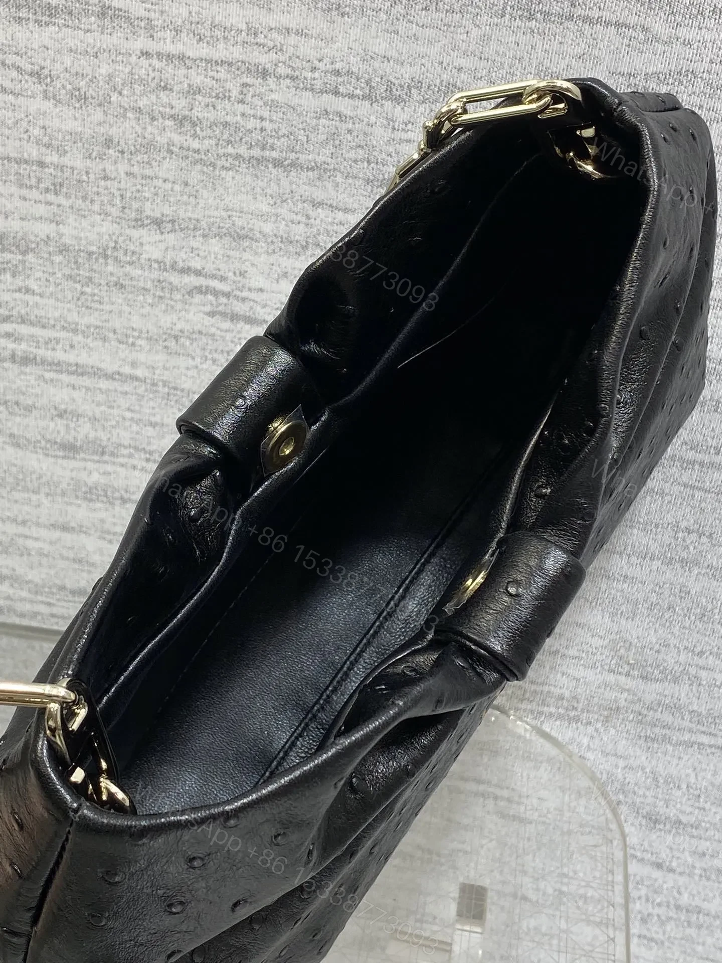 View 7 of Dior Bow Bag Small Black Ostrich Leather