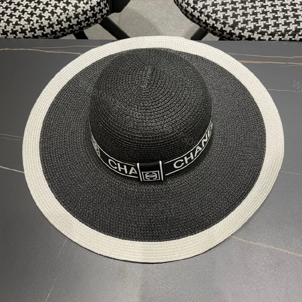 View 2 of Two-Tone Wide-Brim Straw Hat: Luxe Everyday Statement