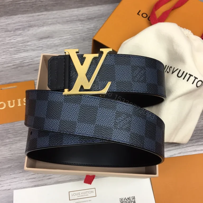 Damier Graphite Belt: Luxury Coated Canvas with Gold Buckle Belt — view 1