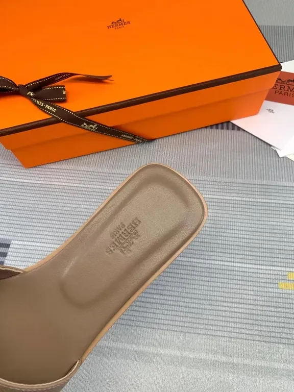 View 2 of Taupe Leather H-Cutout Slides: All-Day Comfort, Sophisticated Luxury