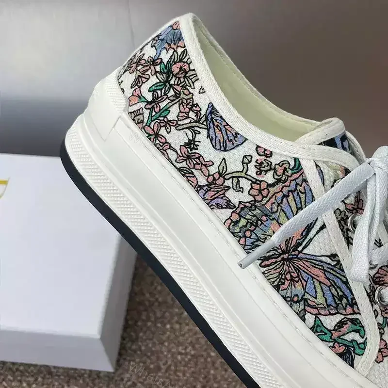 View 3 of WALK’N’DIOR PLATFORM SNEAKERS UNISEX TOILE DE JOUY PAPILLON EMBROIDERED WHITE – CD193