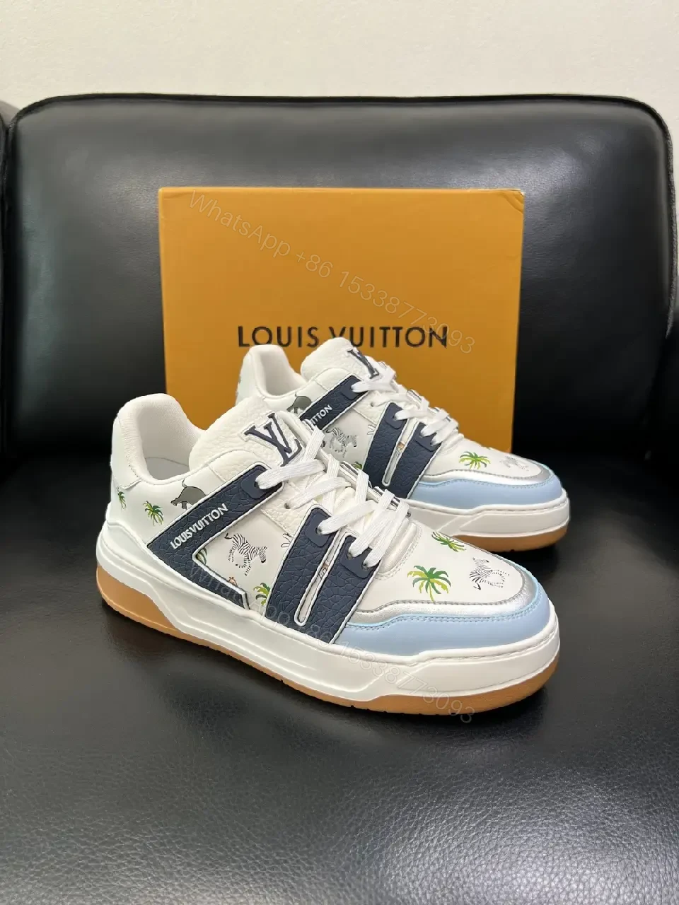 View 10 of Island Luxe Trainer: Premium Leather, Palm-Trim Sneakers