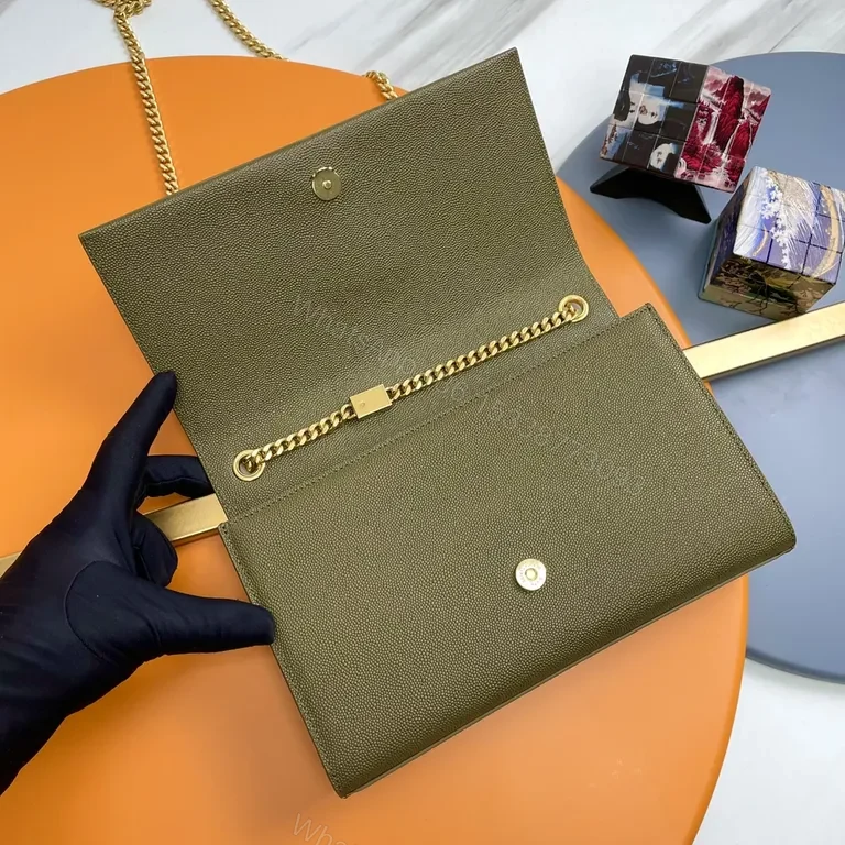 View 2 of Olive Green YSL-Inspired Leather Shoulder Bag: Structured Luxe