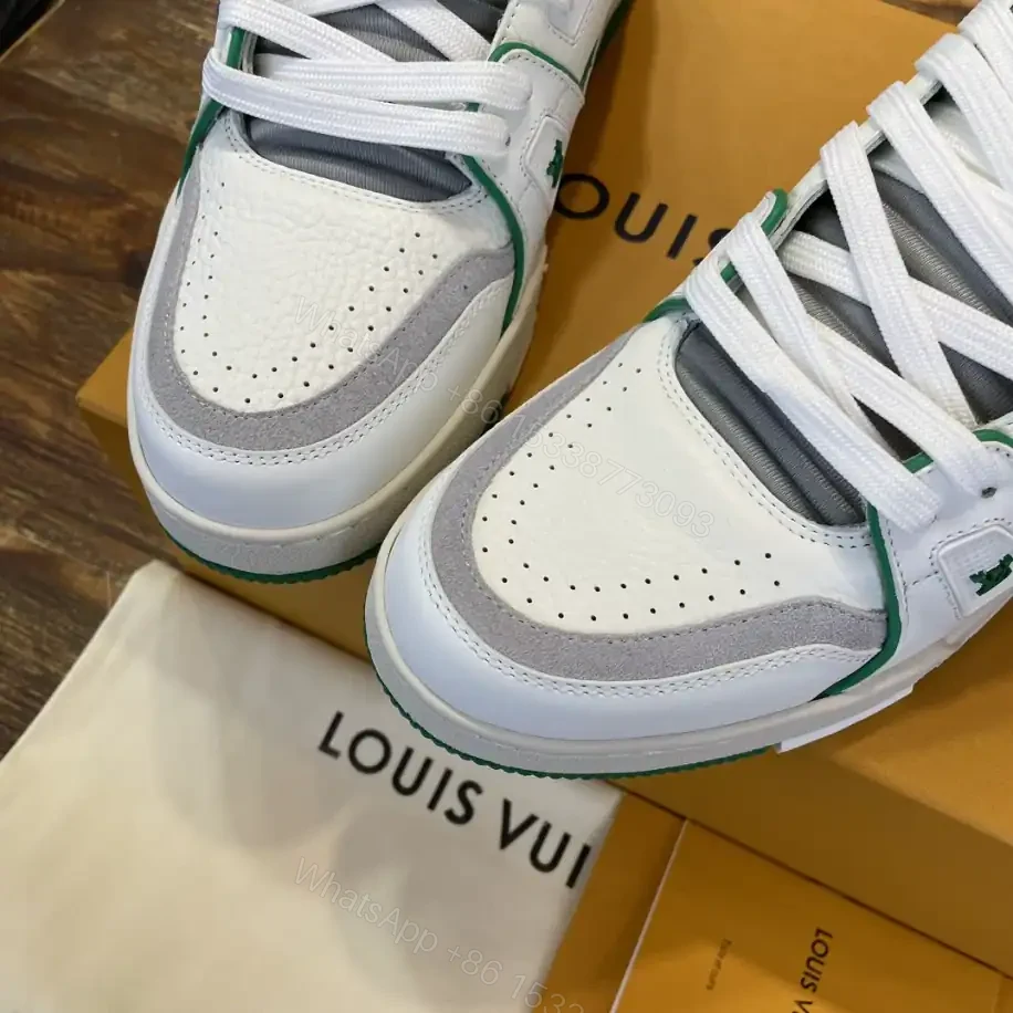 View 3 of LOUIS VUITTON LV TRAINER SNEAKERS IN WHITE AND GREEN – LSVT355