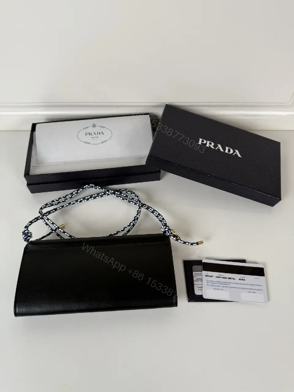 View 5 of Chic Black Leather Chain Wallet — Compact Luxury Clutch
