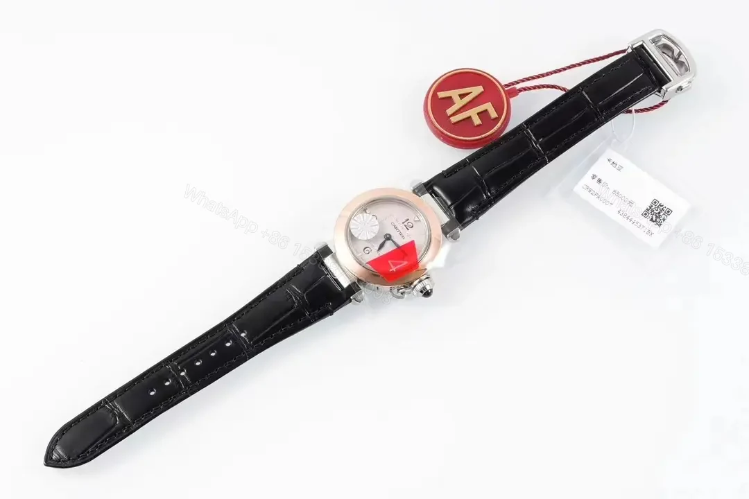 View 3 of JF Factory Cartier Pasha de Cartier Ladies Watch – Rose Gold and Stainless Steel with Black Leather Strap