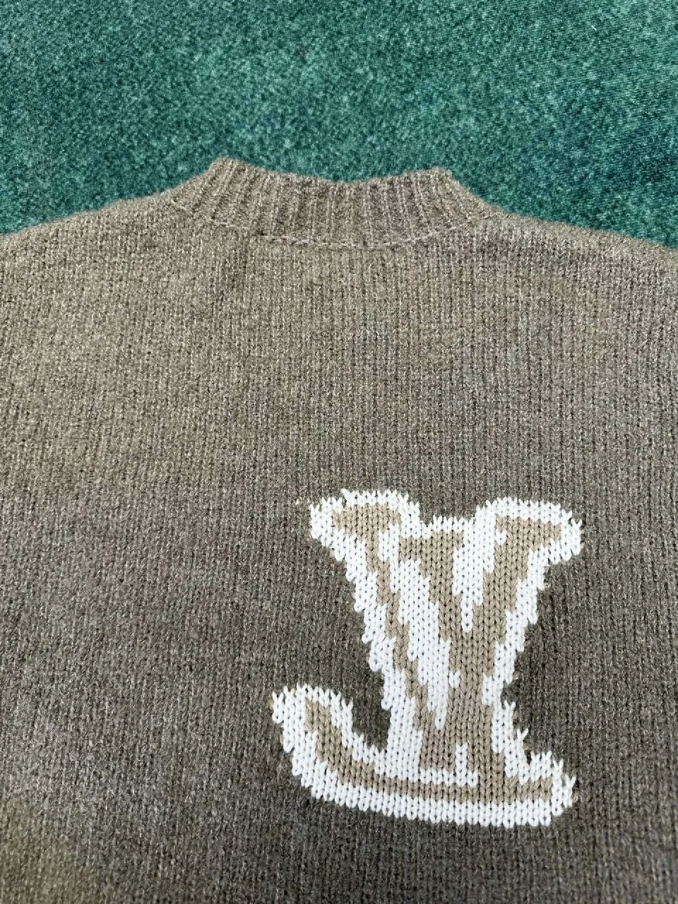 View 6 of Cozy Boucle Knit Luxury Monogram Sweatshirt with Subtle Shine