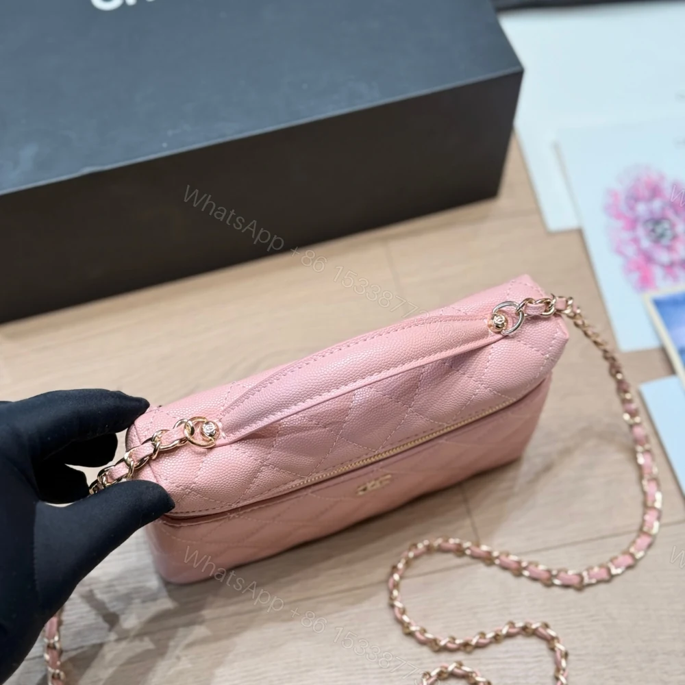 View 7 of Chanel Classic Vanity With Chain Gold Hardware Pink 19Cm