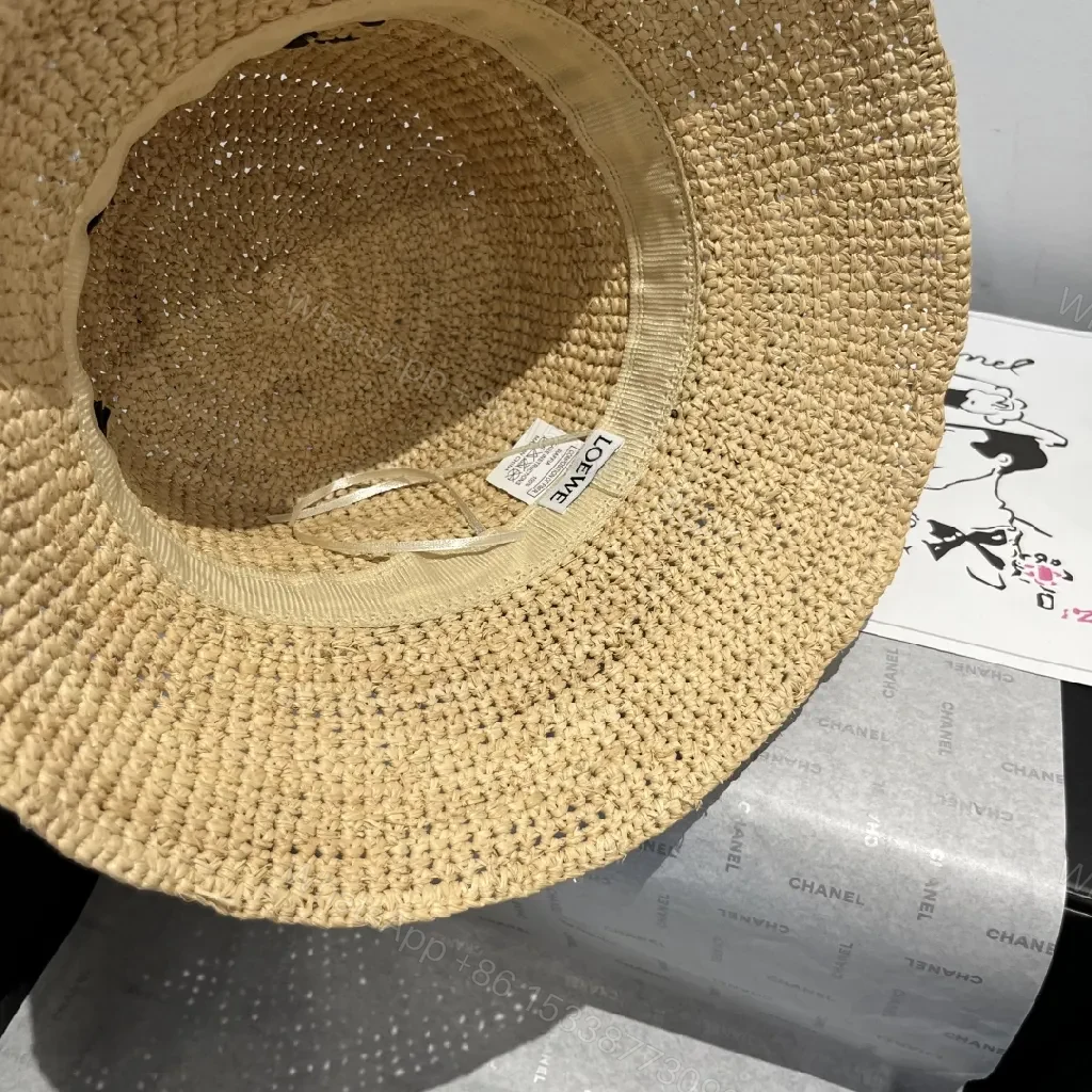 View 5 of Textured Straw Hat with Bold Lettering—Lux Breathable Sunhat