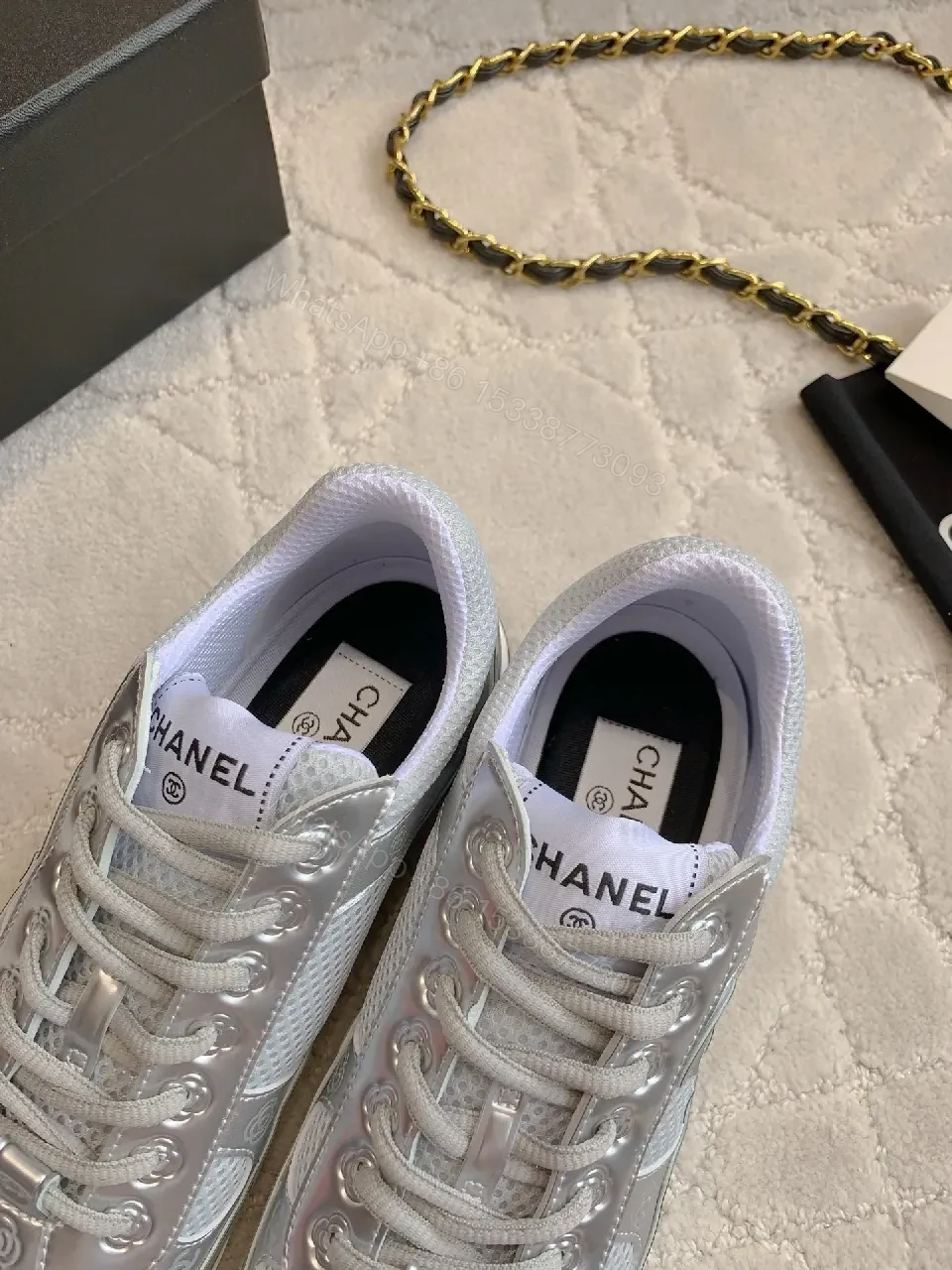 View 6 of Silver Quilted Sneakers: Luxe-Chic Style, Cushioned Comfort