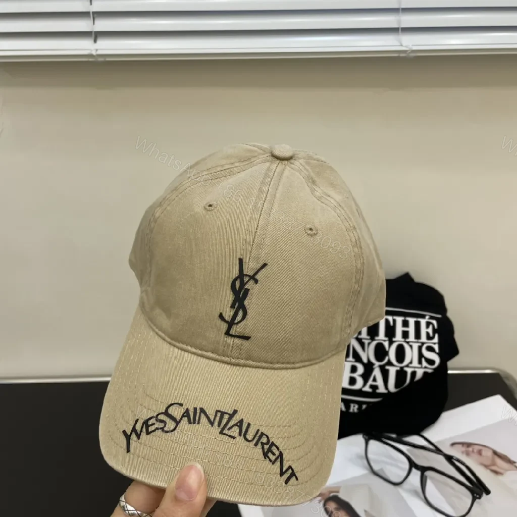 View 5 of Beige Canvas Cap | Six-Panel Comfort + Signature Monogram Details