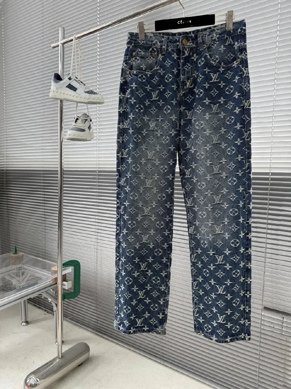 Statement Denim: Monogram LV-Inspired Wide-Leg Jeans — view 1
