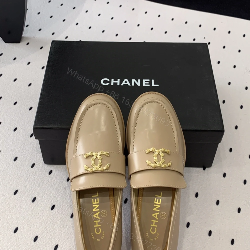 View 7 of 高仿Chanel*24S系列G45663D牛皮革樂福鞋沙色3CM免檢版
