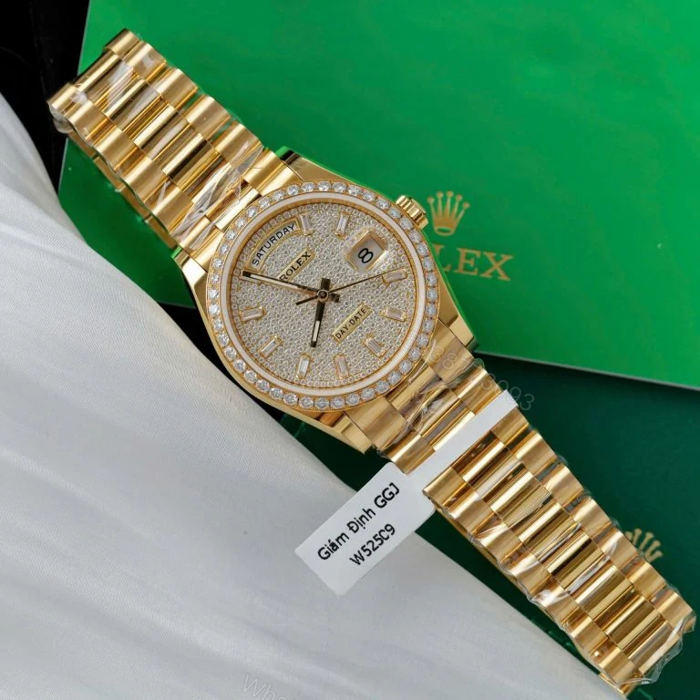 Rolex Day-Date 36mm Super Clone18K Gold Wrapped + Moissanite Diamonds — view 1