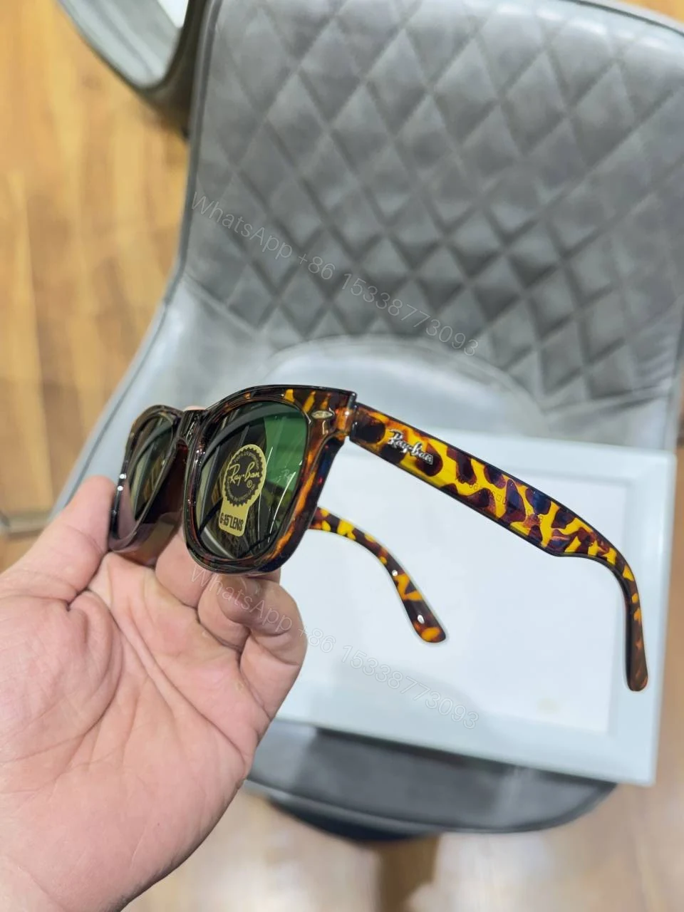 View 5 of First Copy Ray-Ban 2140 Tiger Green Sunglasses UV Protected Premium Quality