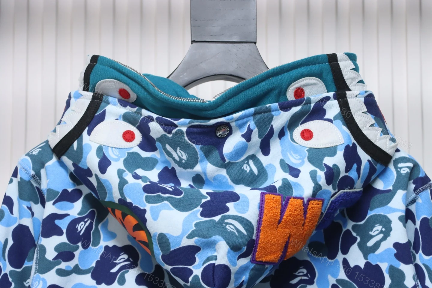 View 6 of BAPE Camouflage Double Hat Hoodie Light Blue