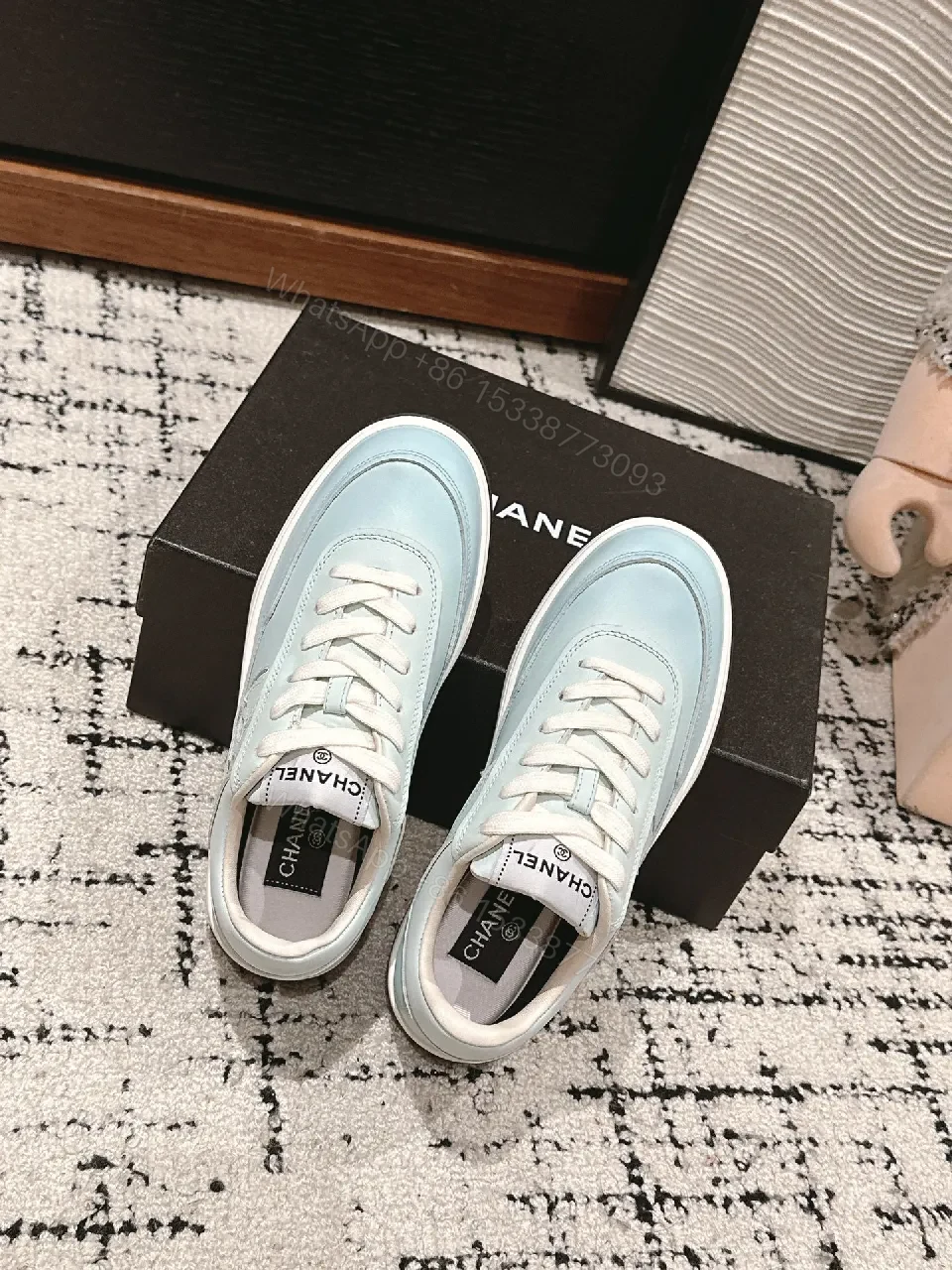 View 6 of Light-blue Leather Sneakers: Luxe Comfort, Versatile Style