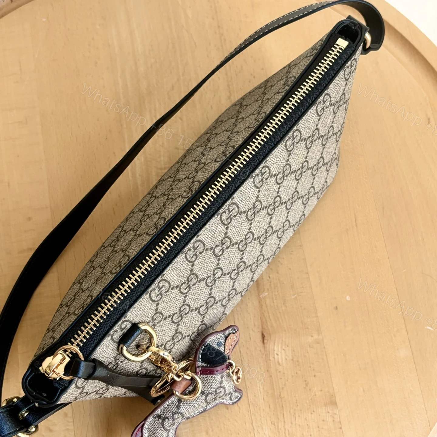 View 7 of Gucci Gg Emblem Small Shoulder Bag Beige And Dark Brown 22Cm