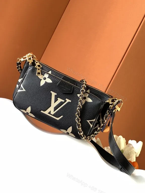 View 4 of Monogram Crossbody: Luxe Black Canvas, Gold Hardware, Compact Versatility, Crossbody Bag