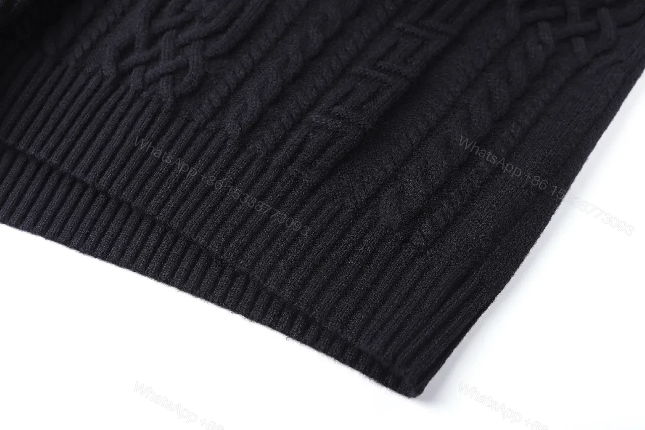 View 2 of Black + Knit + Modern + Medusa texture + Crewneck Sweater
