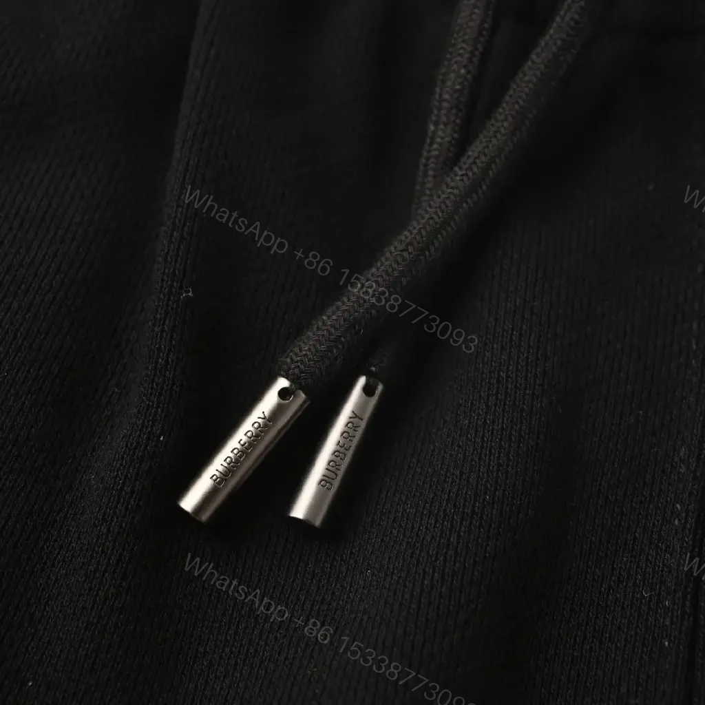 View 8 of Black Fabric Casual Short Burberry Logo Shorts