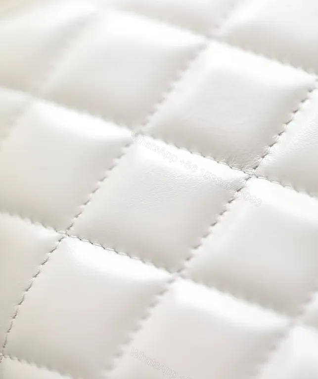 View 4 of Chanel-Inspired Quilted White Mini Bag with Chain Strap