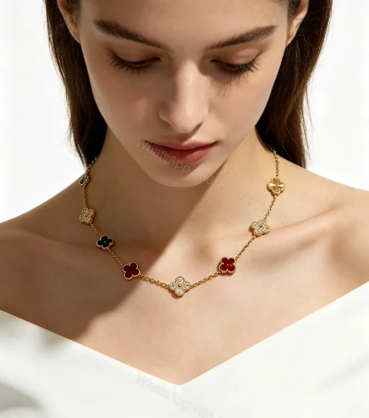 View 5 of Van Cleef Arpels Alhambra Dupe Multicolor 10-Motif Clover Necklace