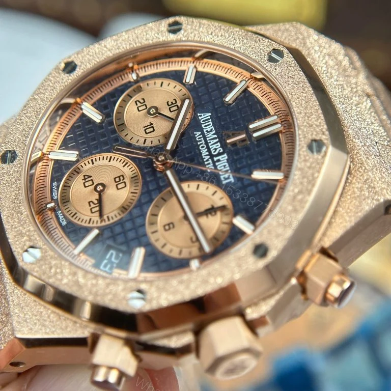 View 6 of Audemars Piguet Royal Oak Chronograph Frosted Gold 26240 Super Clone Blue Dial