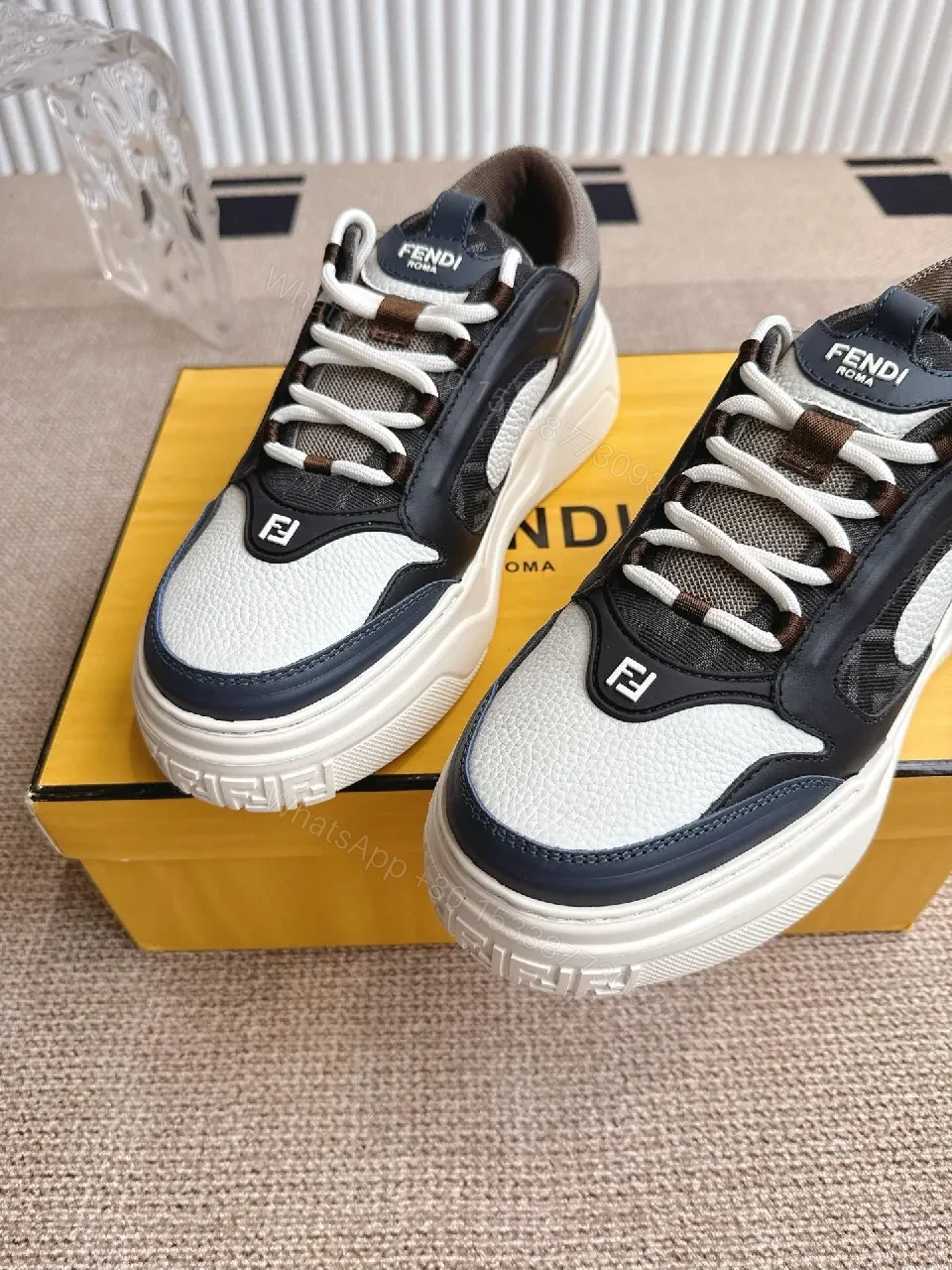 View 9 of Bold Black-White Luxe Sneakers with Signature Detailing