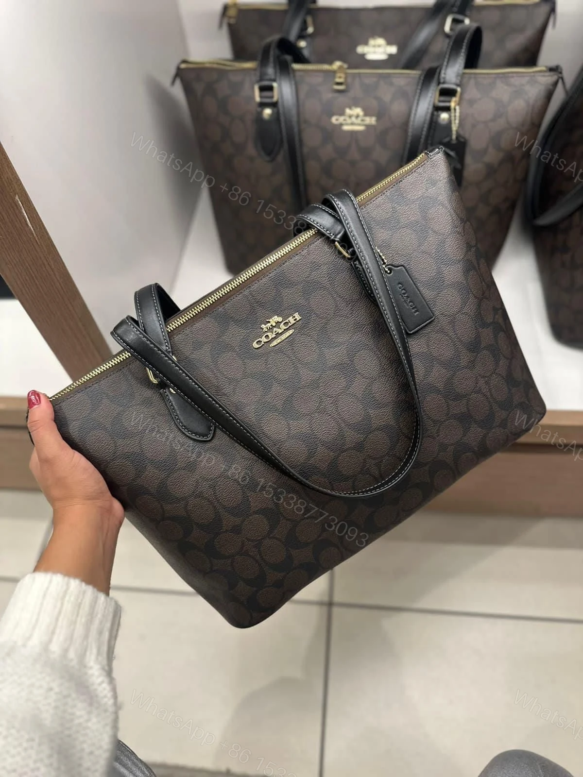 View 15 of Coach Signature City Top Zip Tote Bag First Copy | Premium Replica Designer Handbag