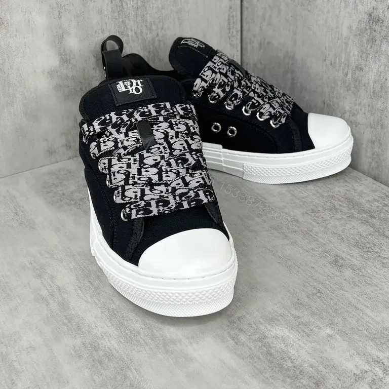 View 4 of Modular Stitch Runner: Black Canvas High-Tops with Dior-Inspired Accents