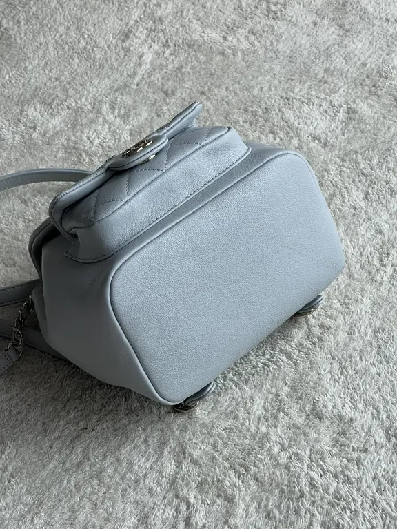 View 7 of Pastel Quilted Backpack with Chain Details â€” Modern Luxury Backpack